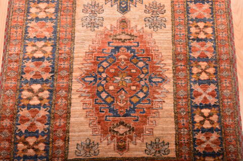 Chobi Beige Runner Hand Knotted 211 X 92  Area Rug 100-76190 Image 7