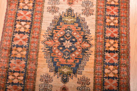 Chobi Beige Runner Hand Knotted 211 X 92  Area Rug 100-76190 Image 8