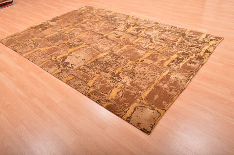 Modern Beige Hand Knotted 60 X 810  Area Rug 100-76297 Image 3