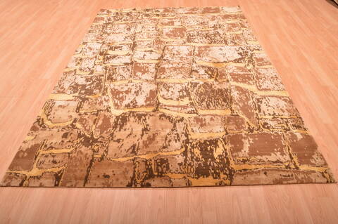 Modern Beige Hand Knotted 60 X 810  Area Rug 100-76297 Image 4