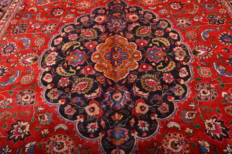Mashad Red Hand Knotted 110 X 165  Area Rug 100-76314 Image 13