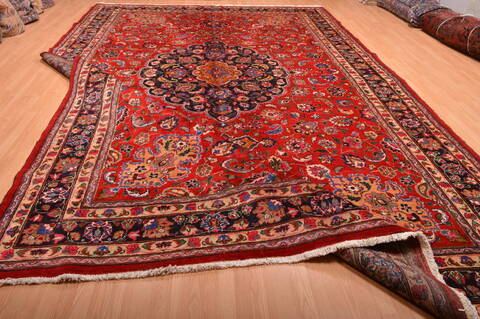 Mashad Red Hand Knotted 110 X 165  Area Rug 100-76314 Image 18