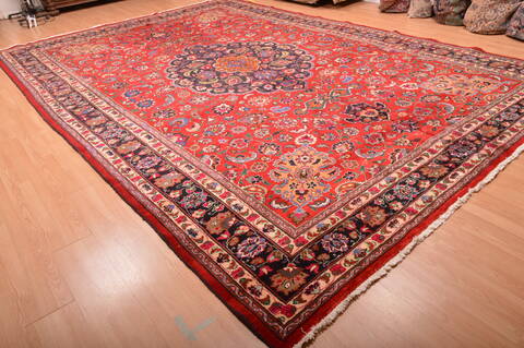Mashad Red Hand Knotted 110 X 165  Area Rug 100-76314 Image 5