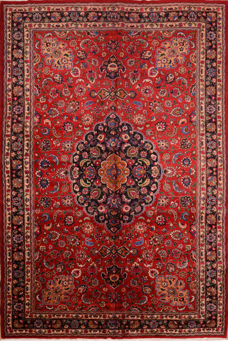 Mashad Red Hand Knotted 110 X 165  Area Rug 100-76314 Image 0