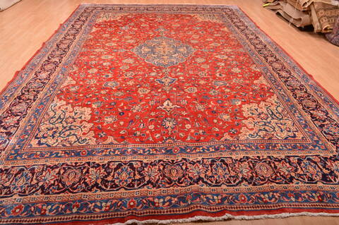 Mahal Red Hand Knotted 100 X 149  Area Rug 100-76335 Image 4