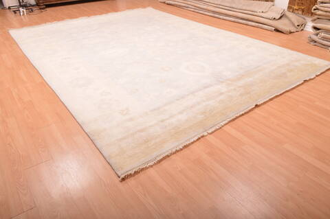 Oushak Beige Hand Knotted 99 X 138  Area Rug 100-76396 Image 12