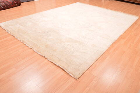 Oushak Beige Hand Knotted 89 X 118  Area Rug 100-76400 Image 16