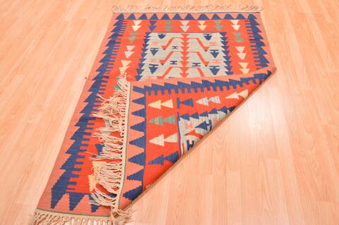 Kilim Red Hand Knotted 311 X 56  Area Rug 100-76437 Image 4
