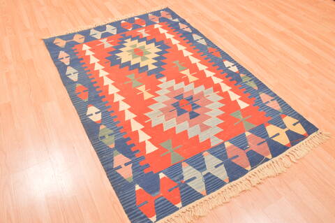 Kilim Red Hand Knotted 38 X 57  Area Rug 100-76439 Image 2
