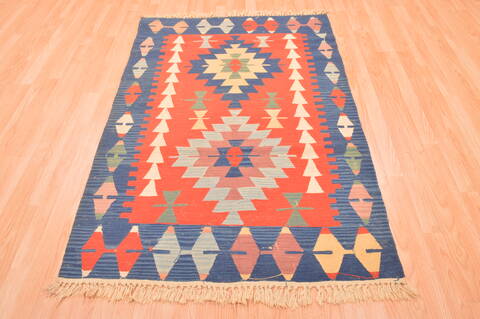Kilim Red Hand Knotted 38 X 57  Area Rug 100-76439 Image 3