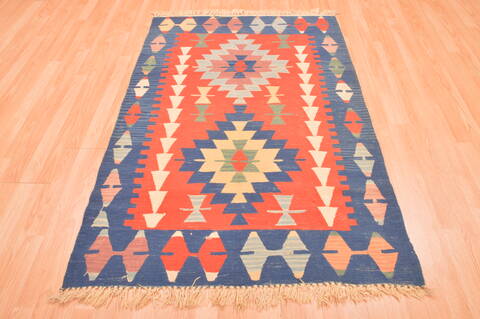Kilim Red Hand Knotted 38 X 57  Area Rug 100-76439 Image 6
