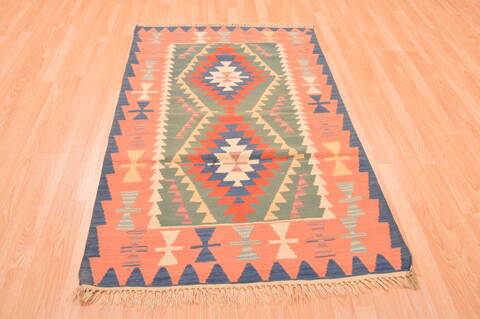 Kilim Green Hand Knotted 311 X 59  Area Rug 100-76442 Image 1