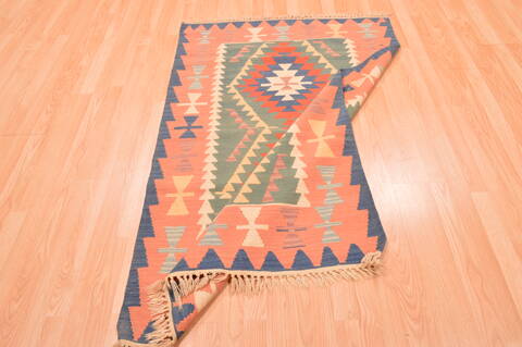 Kilim Green Hand Knotted 311 X 59  Area Rug 100-76442 Image 3