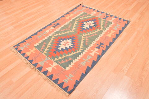 Kilim Green Hand Knotted 311 X 59  Area Rug 100-76442 Image 6