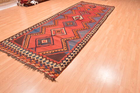 Kilim Red Runner Hand Knotted 51 X 136  Area Rug 100-76447 Image 1