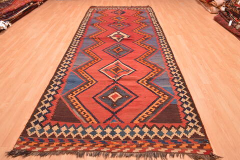 Kilim Red Runner Hand Knotted 51 X 136  Area Rug 100-76447 Image 2