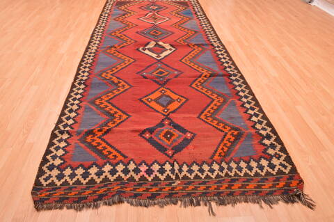 Kilim Red Runner Hand Knotted 51 X 136  Area Rug 100-76447 Image 3