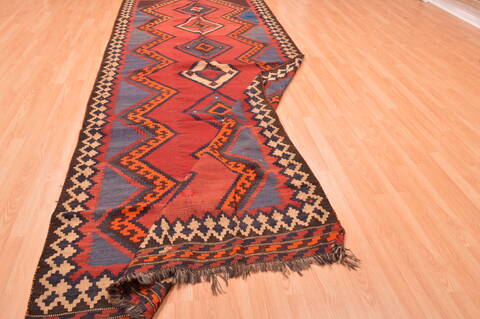 Kilim Red Runner Hand Knotted 51 X 136  Area Rug 100-76447 Image 4