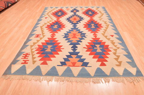 Kilim Blue Hand Knotted 51 X 83  Area Rug 100-76448 Image 4