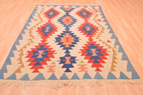 Kilim Blue Hand Knotted 51 X 83  Area Rug 100-76448 Image 6
