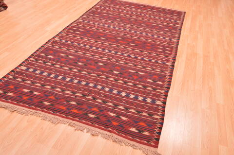 Kilim Red Runner Hand Knotted 410 X 98  Area Rug 100-76449 Image 4