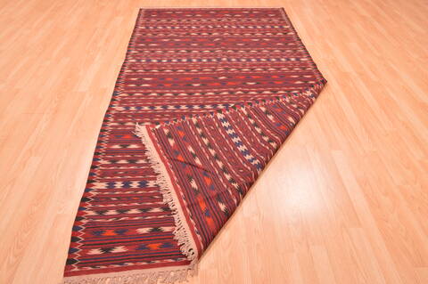 Kilim Red Runner Hand Knotted 410 X 98  Area Rug 100-76449 Image 6