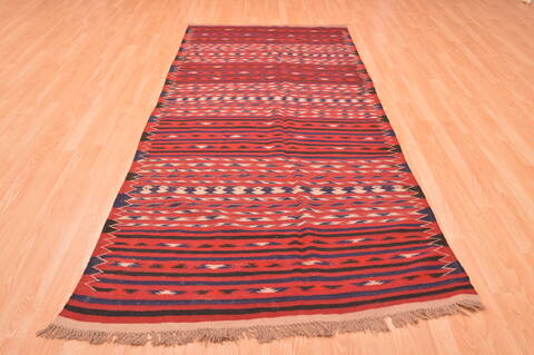 Kilim Red Runner Hand Knotted 45 X 91  Area Rug 100-76454 Image 2