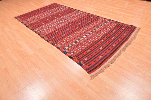 Kilim Red Runner Hand Knotted 45 X 91  Area Rug 100-76454 Image 3