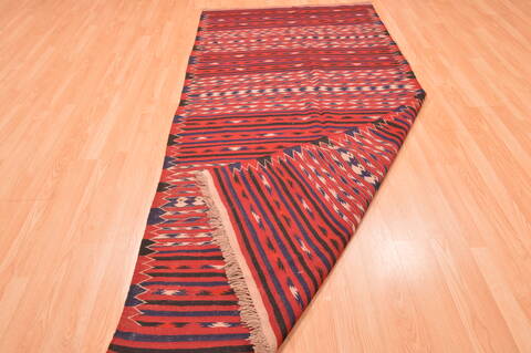 Kilim Red Runner Hand Knotted 45 X 91  Area Rug 100-76454 Image 5
