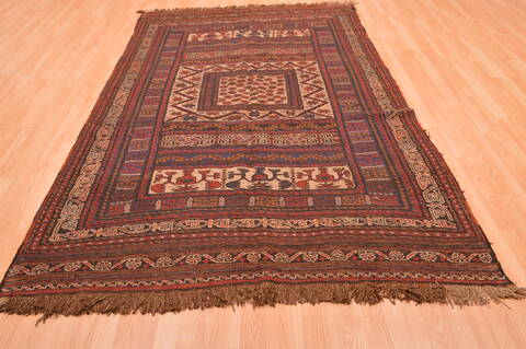 Kilim Brown Hand Knotted 57 X 88  Area Rug 100-76455 Image 3