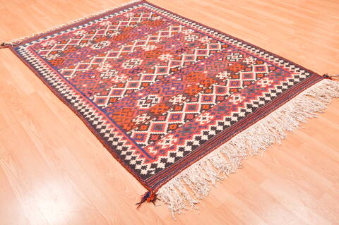 Kilim Red Hand Knotted 47 X 68  Area Rug 100-76458 Image 3