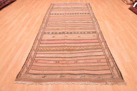 Kilim Brown Runner Hand Knotted 45 X 106  Area Rug 100-76459 Image 1