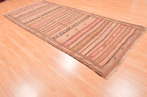 Kilim Brown Runner Hand Knotted 45 X 106  Area Rug 100-76459 Image 2