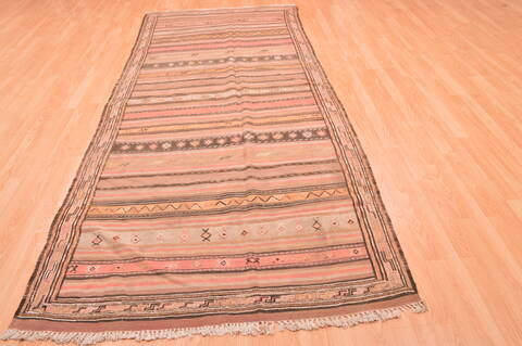 Kilim Brown Runner Hand Knotted 45 X 106  Area Rug 100-76459 Image 3
