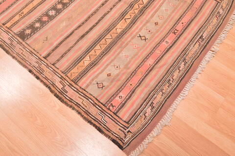 Kilim Brown Runner Hand Knotted 45 X 106  Area Rug 100-76459 Image 4
