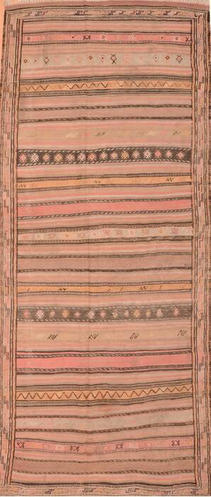 Kilim Brown Runner Hand Knotted 45 X 106  Area Rug 100-76459 Image 0