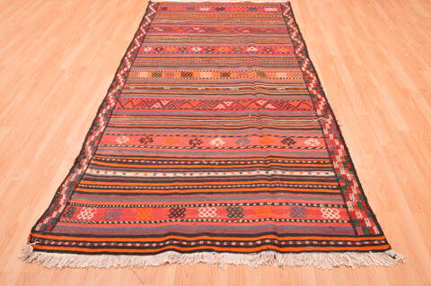Kilim Red Runner Hand Knotted 45 X 89  Area Rug 100-76460 Image 4