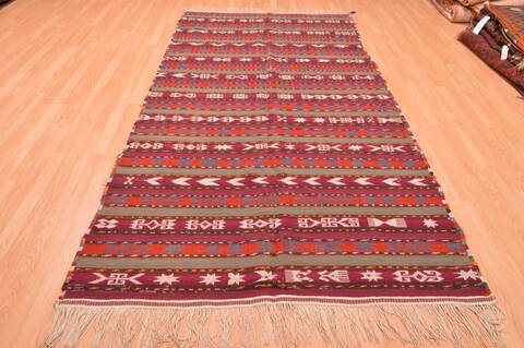 Kilim Red Runner Hand Knotted 411 X 911  Area Rug 100-76494 Image 3