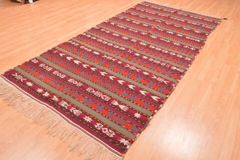 Kilim Red Runner Hand Knotted 411 X 911  Area Rug 100-76494 Image 4