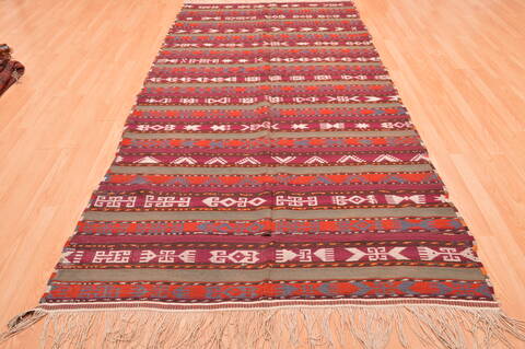 Kilim Red Runner Hand Knotted 411 X 911  Area Rug 100-76494 Image 5