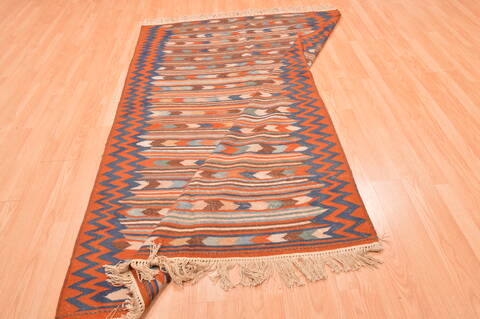 Kilim Beige Hand Knotted 410 X 79  Area Rug 100-76495 Image 4