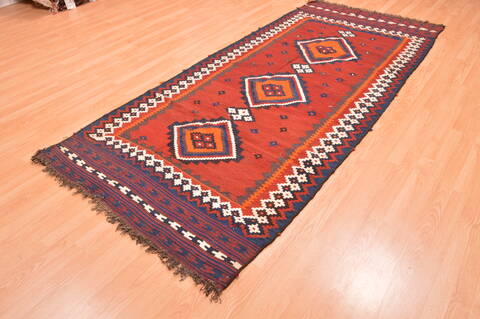 Kilim Brown Runner Hand Knotted 43 X 96  Area Rug 100-76498 Image 4