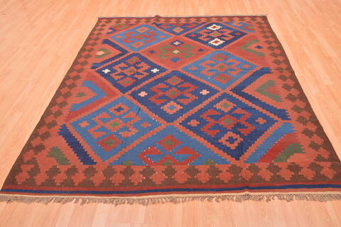 Kilim Brown Hand Knotted 66 X 79  Area Rug 100-76510 Image 1