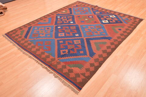 Kilim Brown Hand Knotted 66 X 79  Area Rug 100-76510 Image 2