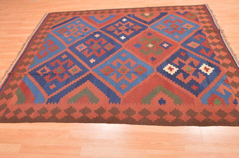 Kilim Brown Hand Knotted 66 X 79  Area Rug 100-76510 Image 3