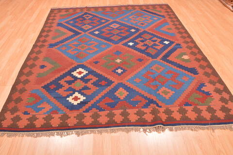 Kilim Brown Hand Knotted 66 X 79  Area Rug 100-76510 Image 4
