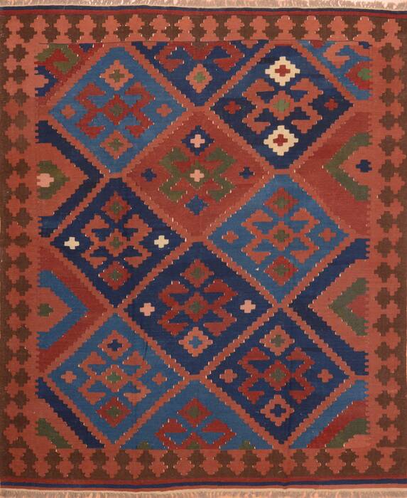 Kilim Brown Hand Knotted 66 X 79  Area Rug 100-76510 Image 0