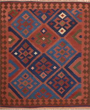 Kilim Brown Hand Knotted 6'6" X 7'9"  Area Rug 100-76510