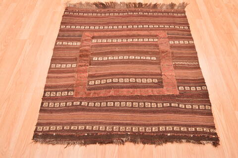 Kilim Brown Square Hand Knotted 37 X 40  Area Rug 100-76531 Image 3