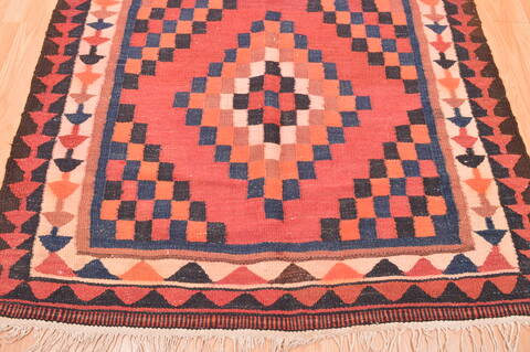 Kilim Red Runner Hand Knotted 49 X 106  Area Rug 100-76533 Image 6